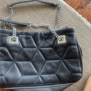 Calvin Klein Black Quilted Leather Shoulder Bag